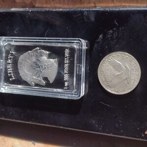 Minted Cased Stamped Silver Bar &1924 Quarter Coin